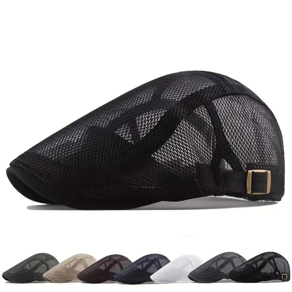Casual Outdoor Beret Men's Hat Breathable Mesh Forward Cap Spring Summer Adjustable Thin Sun Hats Flat Gorras