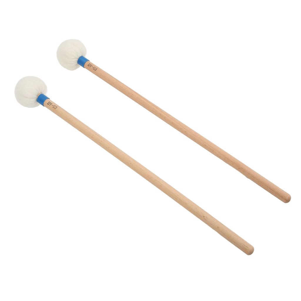 2 Stück Trommelschlägel Filzkopf Holzgriff Rutschfest Instrument Zubehör Set Kit zum Spielen Blau