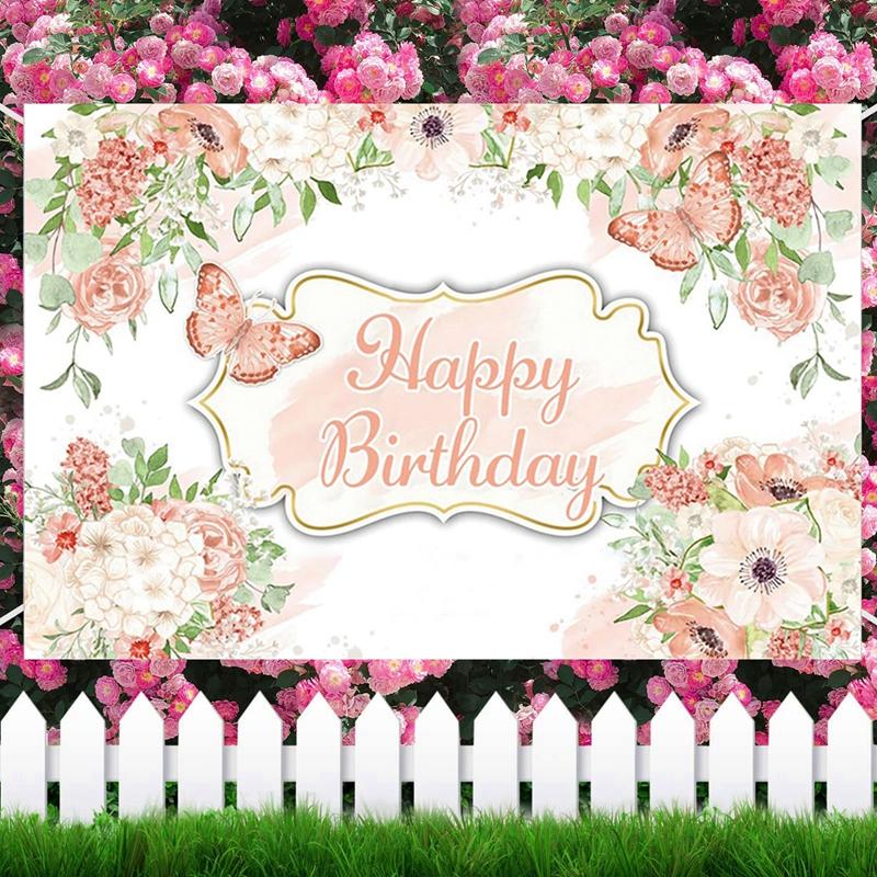 Rosa Schmetterling Geburtstag Kulissen für Mädchen Party Decor Requisiten Kinder BabyShower Foto Fotografie Hintergrund Schmetterling Dekoration