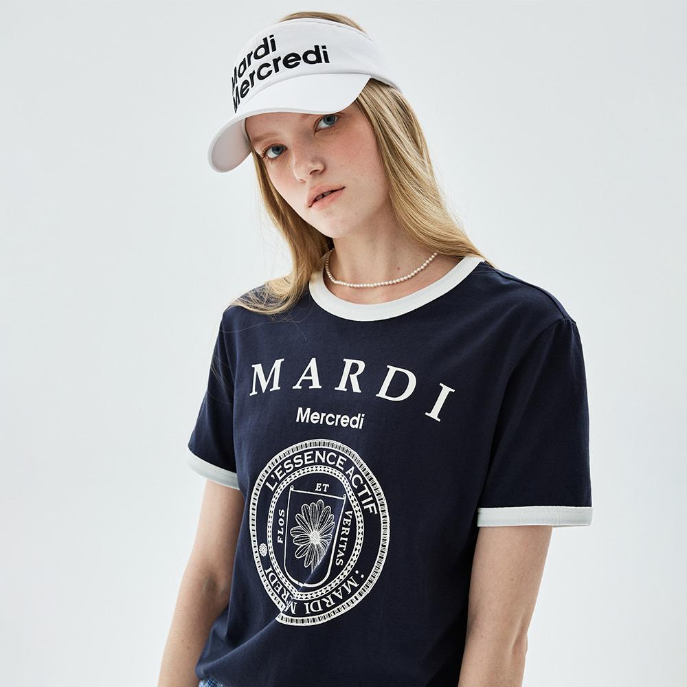 [mardimercredi] УЗКАЯ ФУТБОЛКА-РИНГЕР UNISEX_СИНИЙ СЛОНОВАЯ КОСТЬ F