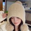 Winter Plush Hat Women's Fleece-lined Warm Earflap Knit Beanie Cycling Cold Weather Hat