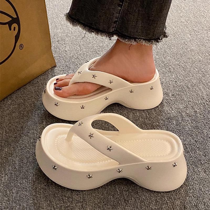 Fashion 2025 Summer Women Flip Flops Platform Beach Sandals Star Decoration Slippers Fashion Slides Casual Sandals Indoor Shoes Female