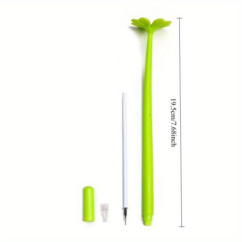 10pcs  Four-Leaf Clover Flower Ballpoint Pens - Vibrant Green,Non-Toxic,Click-Off Cap,Medium Point,Ideal for Students&Office Use