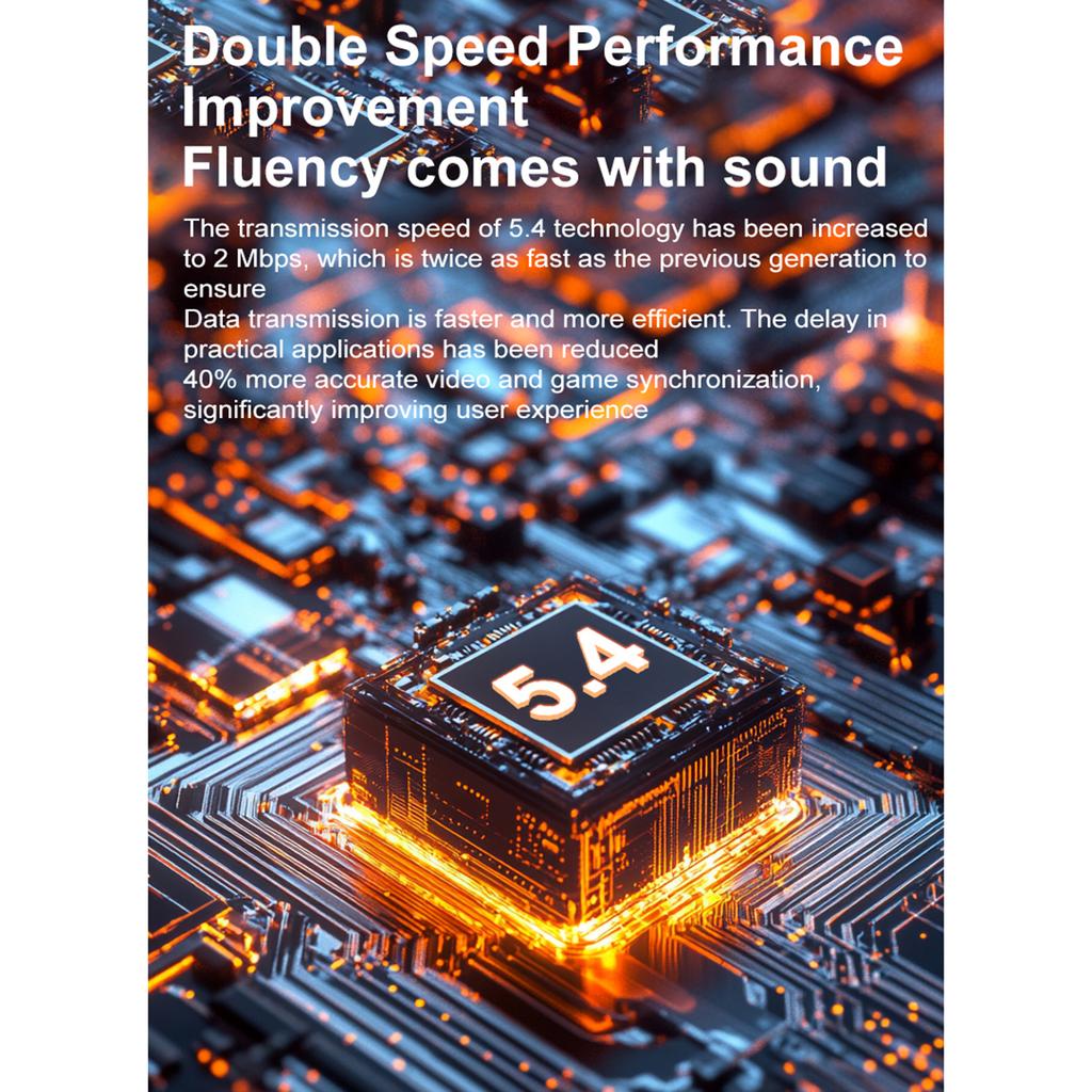 Wireless BT 5.4 Earbuds with AI Translation, Low Latency Gaming Headphones, Waterproof Sports Headset, Touch Control,