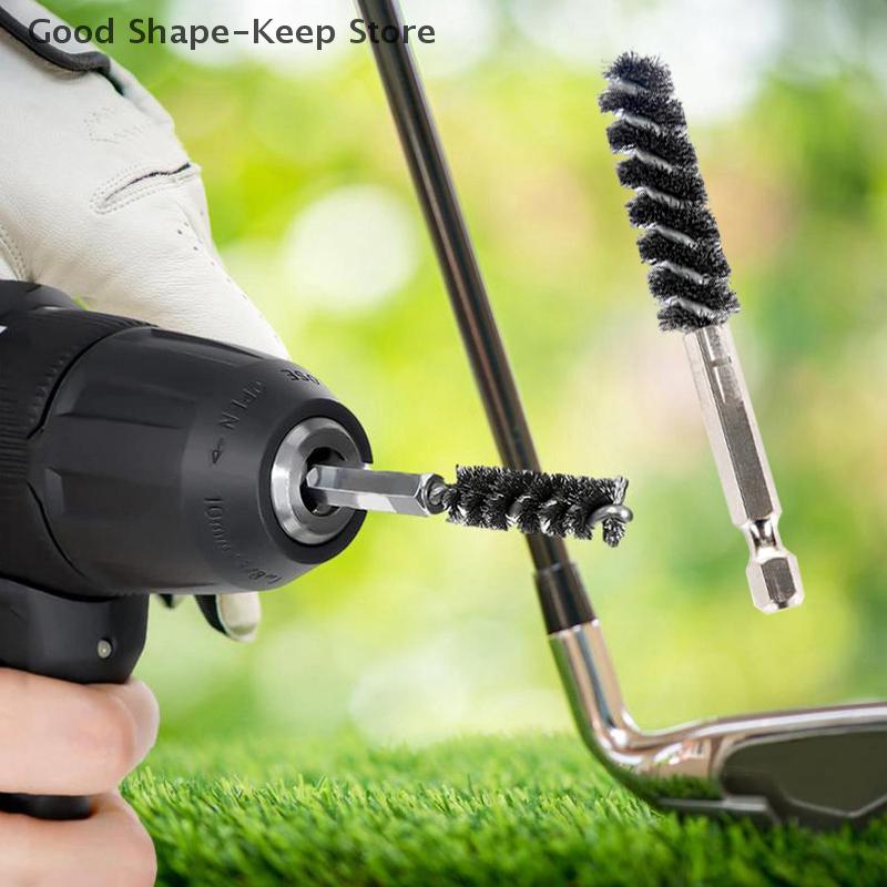 Electric Drill Adapter Golf Club Head Cleaner Rust Remover Brush Hexagonal Rod Iron Head Polish for Golf Clubs Head Hosel