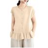 Women Short Sleeve Ruffle Hem Peplum Tops Crewneck Button Down Shirts Casual Fashion Blouse