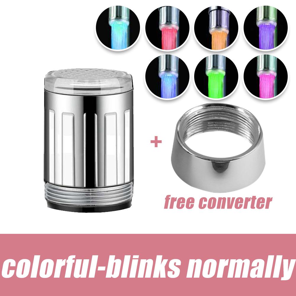 

Светодиодный кран для воды, поток света, кухня, ванная комната, смеситель для душа, смеситель с насадкой, 7 цветов, датчик изменения температуры, светильник, светодиодный кран Colorful