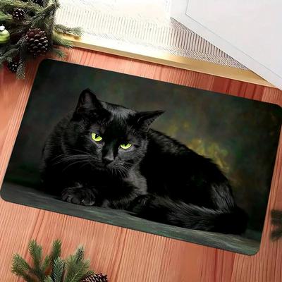 1 Pezzo Tappeti da Cucina Antifatica, Stampa Gatto Nero Impermeabile Antiscivolo Spesso Ammortizzato Tappetino da Cucina Resistente Tappetino per Stare in Piedi per Cucina