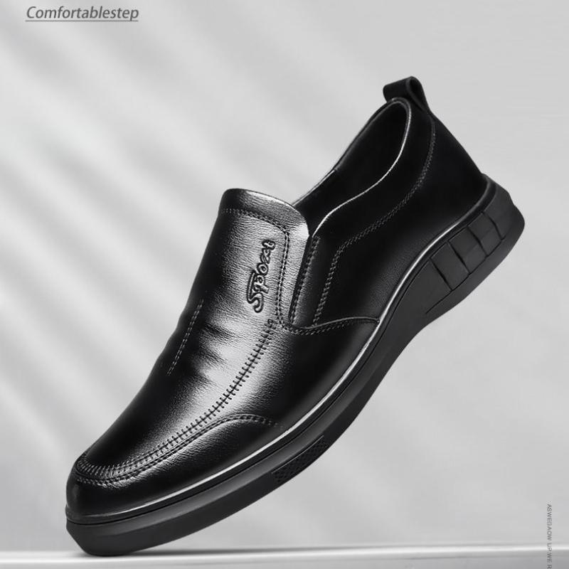 Classic Men's Leather Shoes New Black Soft Bottom Anti Slip and Breath Shoes Low-top Business Casual Loafers Formal Men's Shoes