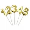 Gold Number Birthday Candles - Cartoon Cake Decorations for Kids' Parties