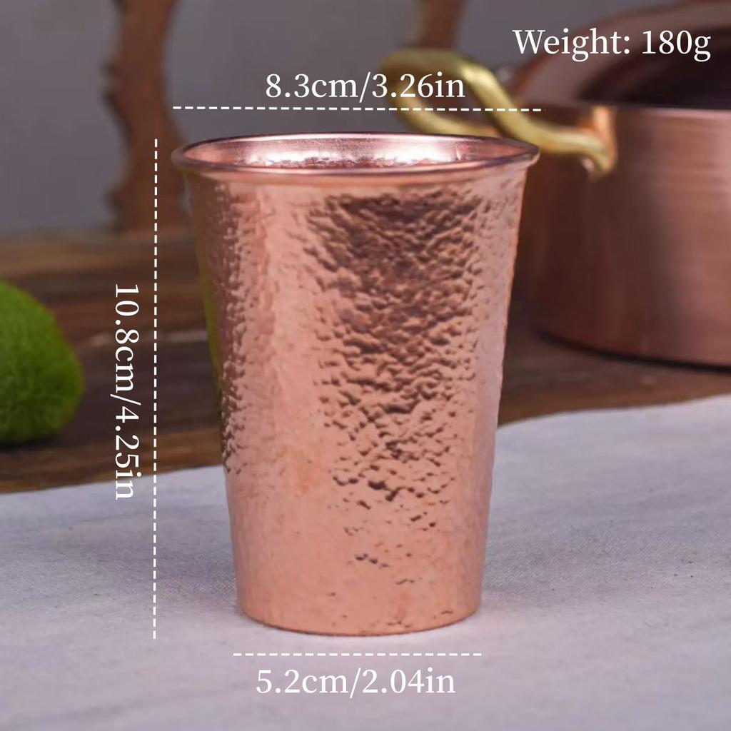 Vintage Red Copper Coffee Cup,Engraving Hammer Texture Drinking Milk Tea Beer Beverage Mug,Straight-Sided Tea Cup Tableware