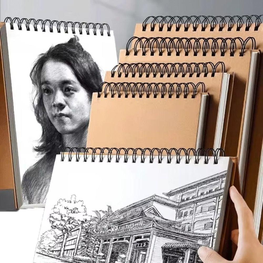 Flip-up Art Sketchbook Kraft Paper Spiral Notebook Simple Blank Painting Paper Art Student