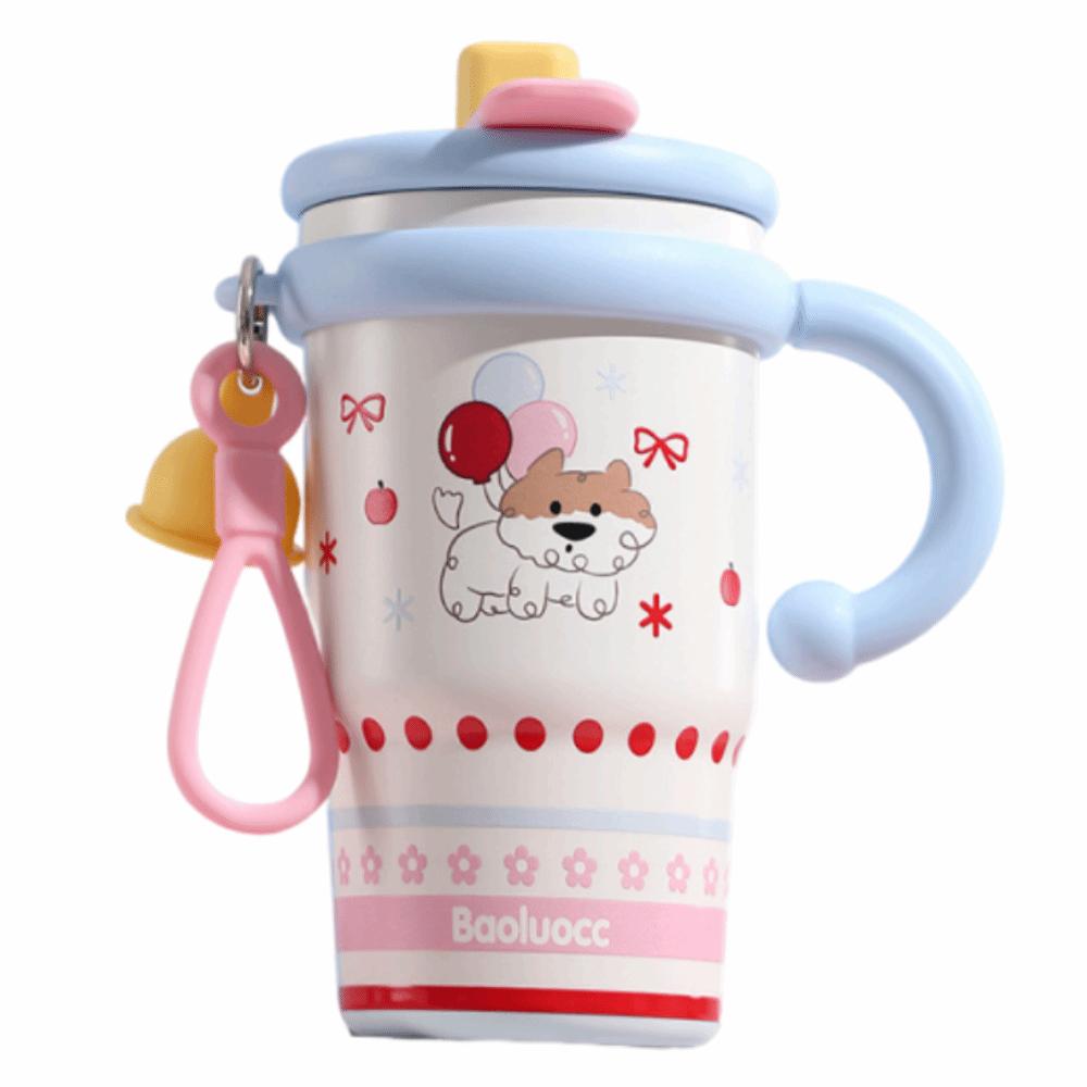 Creative Thermal Water Bottle 600ml Drinking Straw Cup Fashion Outdoor Insulated Mug  Household