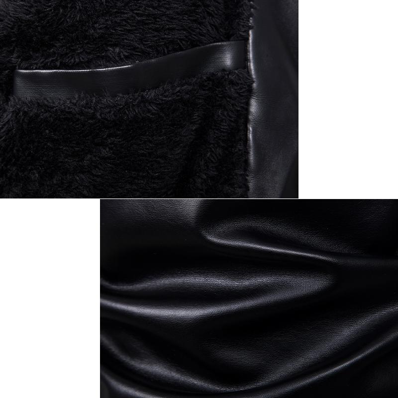 Podzim Zima Muži Jednobarevná Teplá bunda Běžné PU Kabát s kapucí Plus Velikost S-3XL