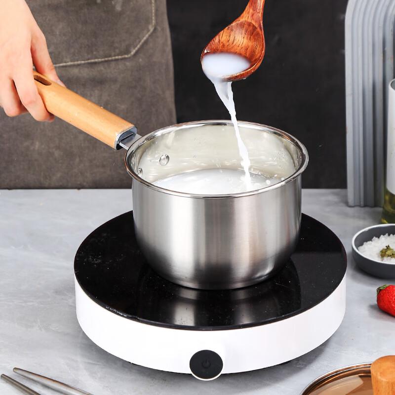 Yoshida Takumi Stainless Steel Soup Pot and 18cm Wooden Handle Non-stick Milk Pot Set