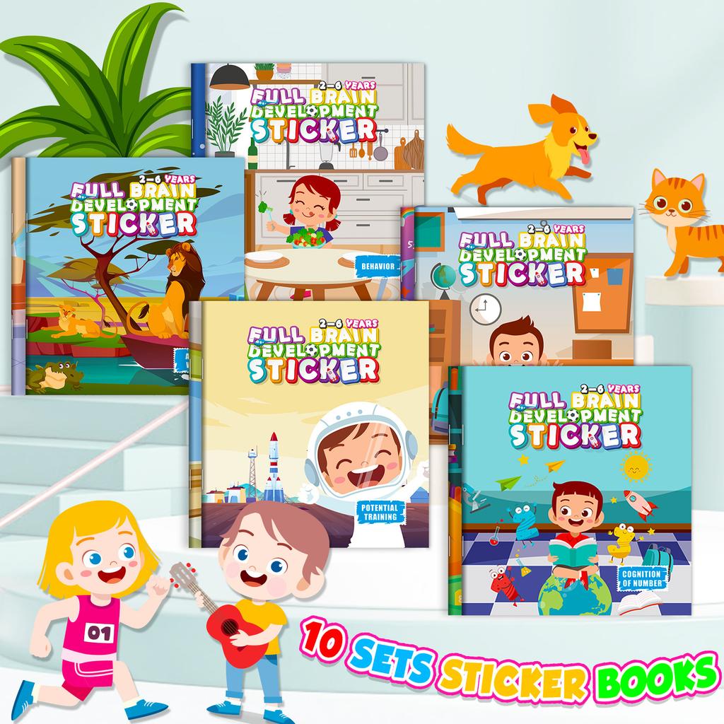 10 Children'S Enlightenment Animal Space Early Education Sticker Books Interest Cultivation Parent-Child Interactive Educational Toy Stickers