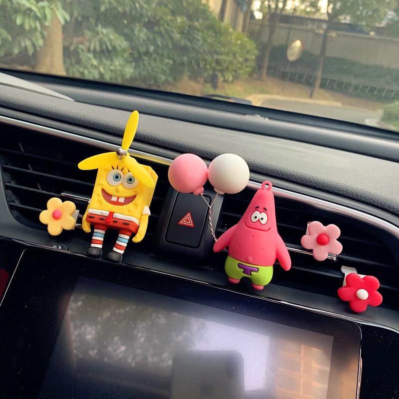 

Cute Spongebob Car Air Vent Perfume Holder Decorative Car Accessories For Women Full Set StyleA