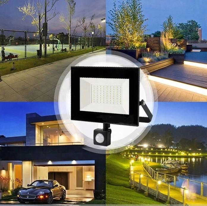 Halogen 10W With Motion Sensor Street Lamp Above The Garage Workshop