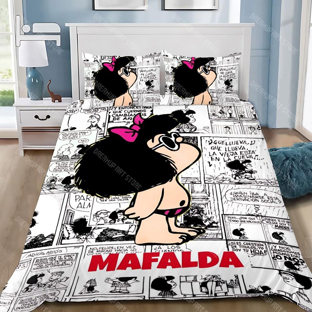 Cartoon Bettbezug Kissenbezug Bettwäscheset Erwachsener Junge M-Mafalda Mädchen Schlafzimmer Dekoration Kinder Geschenk Einzel Doppel Große Größe