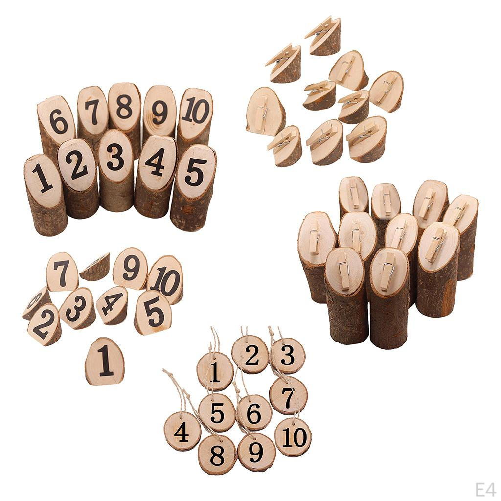 10 Pcs Numbers Wood Circle Hanging Pendant Slice For Wedding Party
