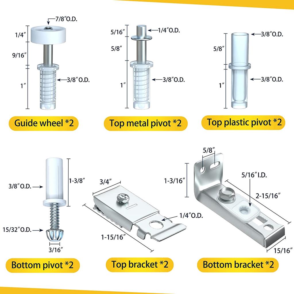 2 Set Bi-fold Door Hardware Sliding Closet Door Replacement Part for Folding Pocket Door Barn Door Easy To Use