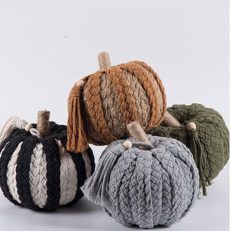 Table Halloween Pumpkin Top Decoration Handmade Woven Crafts Cotton Material