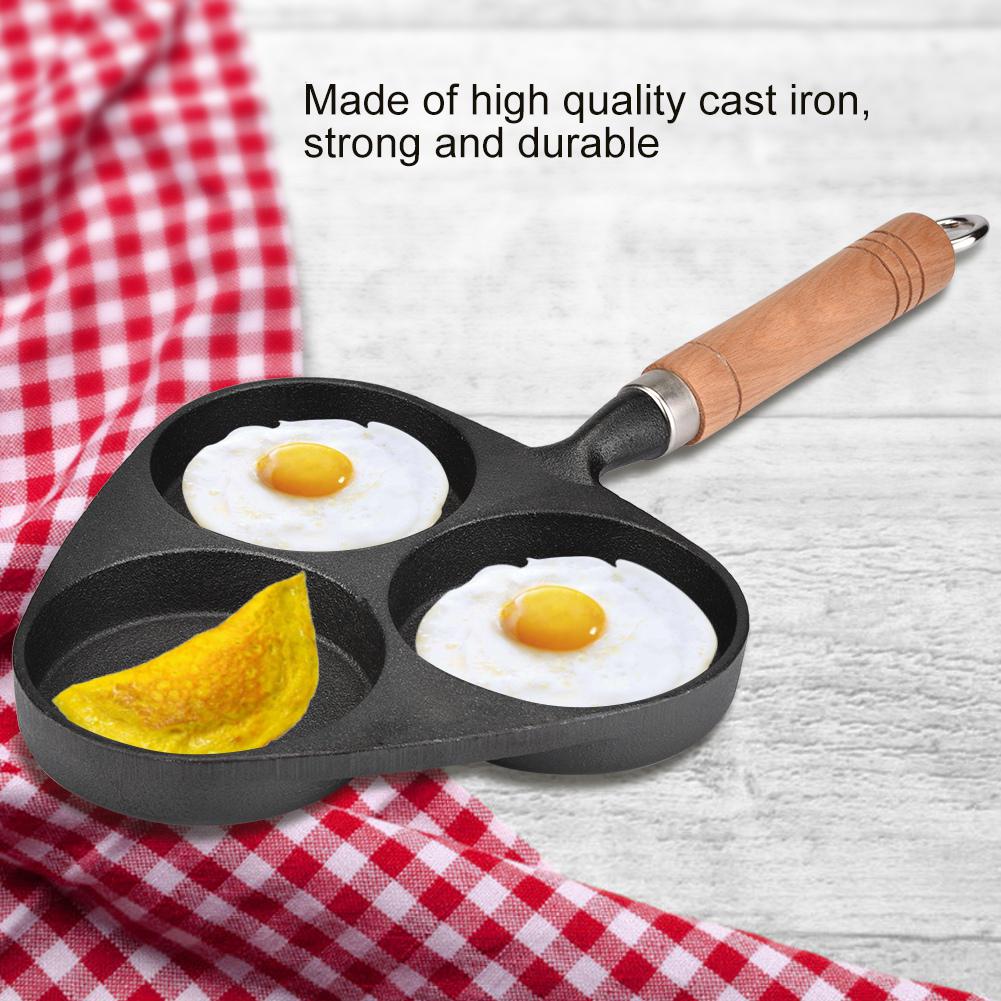 3 Mold Cast Iron Omelette Egg Burger Fried Egg Pot Pancake Pan