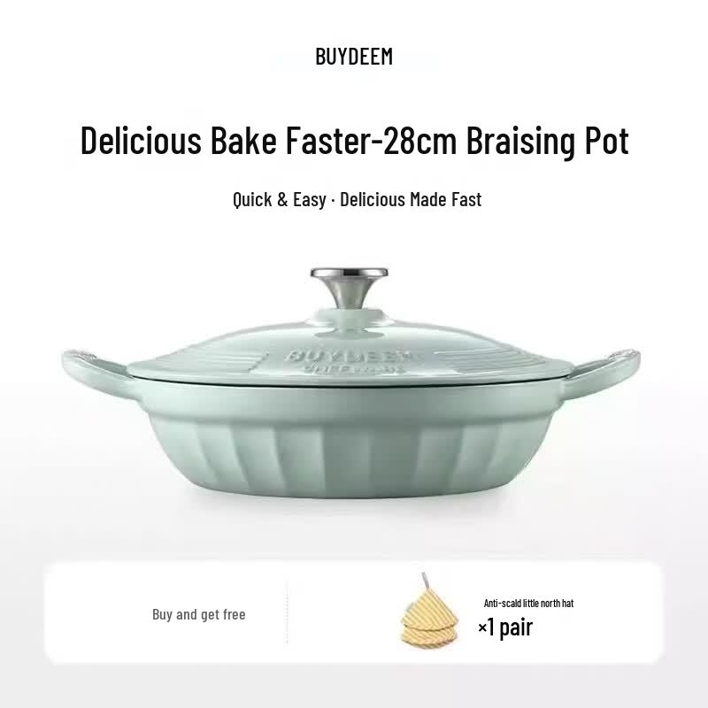 Buydeem 28cm Enamel Cast Iron Pot