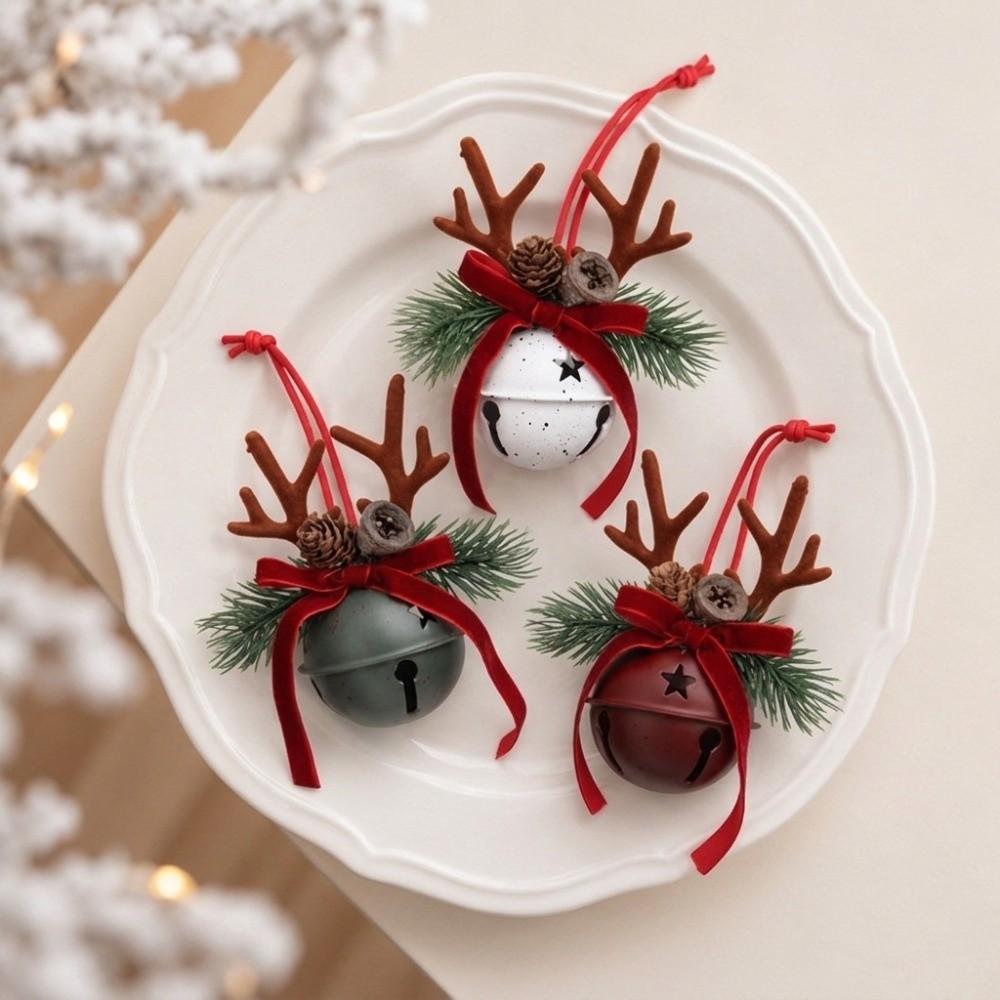Antlers Christmas Tree Hanging Bells Vintage Rustic Style Holiday Hanging Decor Shop Windows