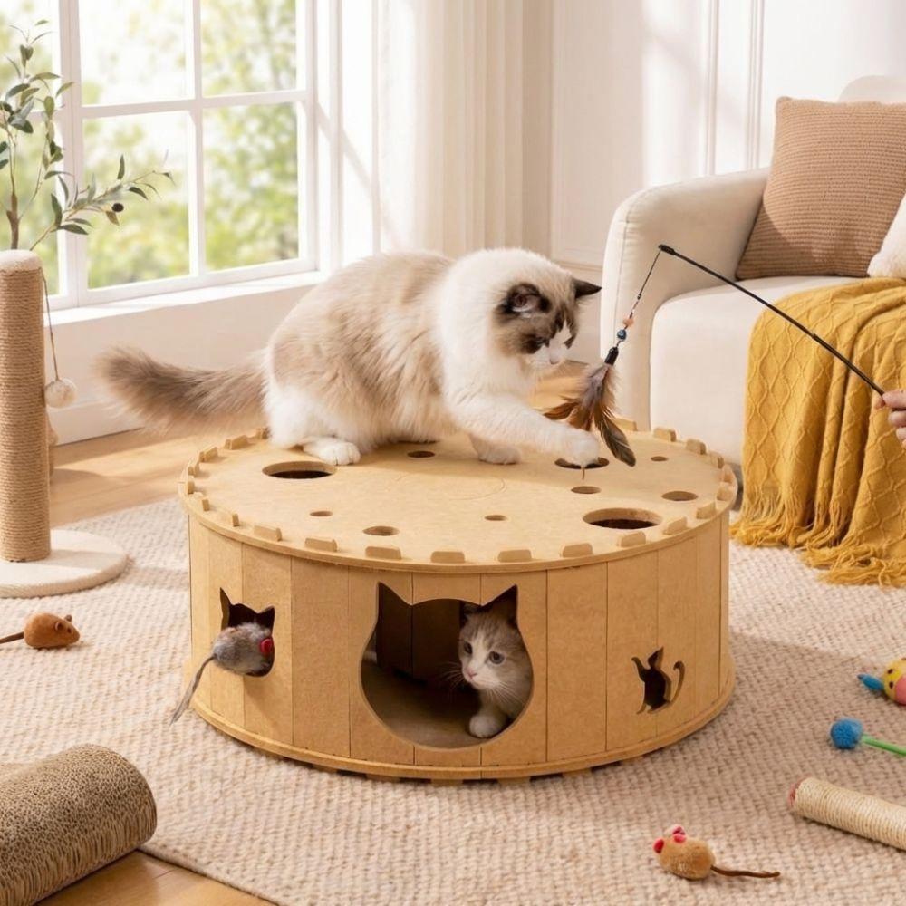 Breathable Cat Tunnel House Non-Shedding Cat Hiding Nest Felt Cat Toy Tunnel Home Indoor
