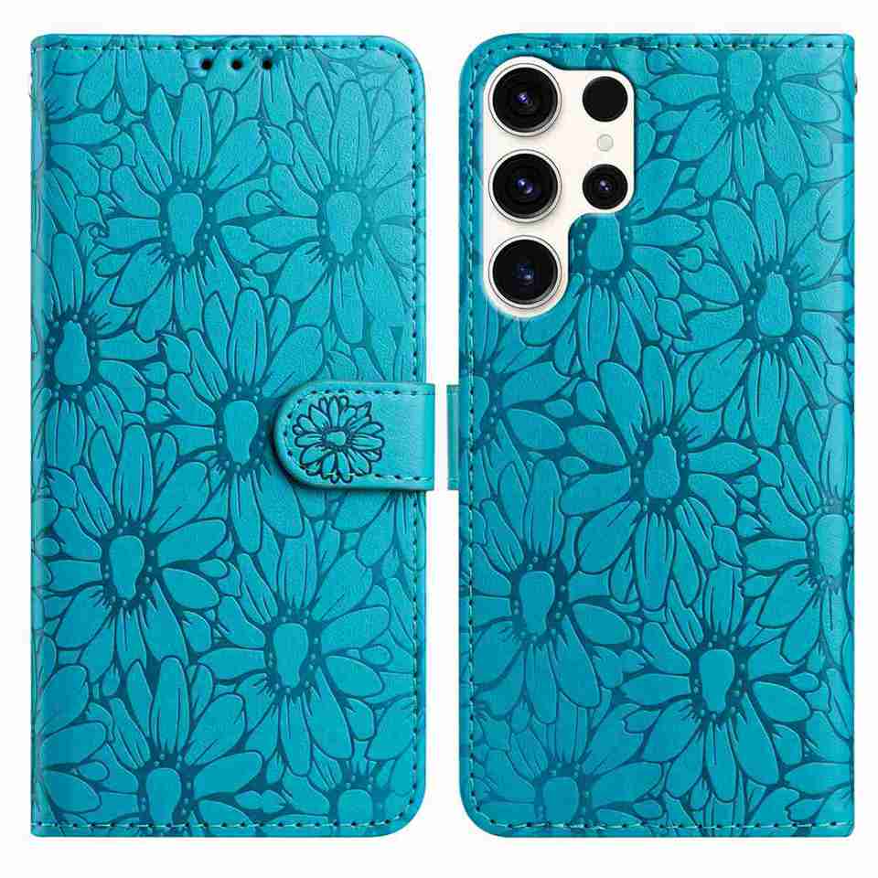 10barevné pouzdro na flip kartu s embosovanou sedmikráskou pro Samsung Galaxy A12 A15 A26 S20-S25...