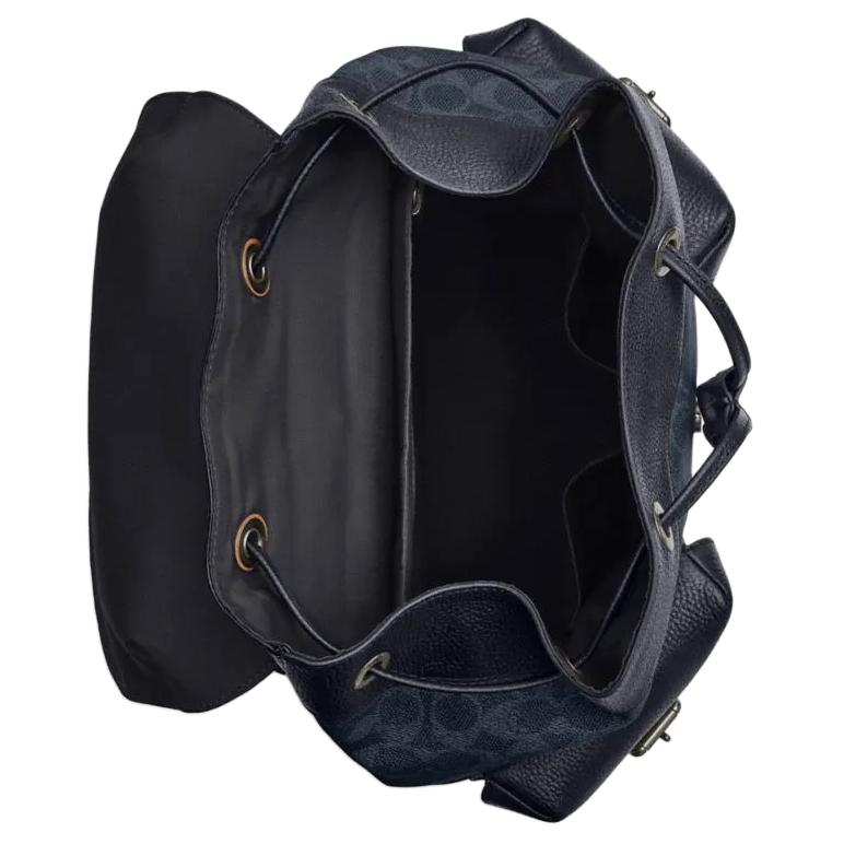 Coach Warner 31 Classic Logo Pin Buckle Closure Backpack Men Backpacks Bronze Denim Midnight-Navy CW211-QBN2V