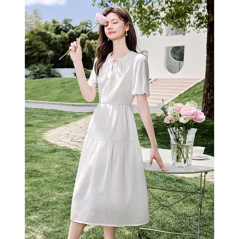 Chic Tie-Neck A-Line Midi Dress