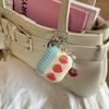 Blue Stripe Cute Plaid Pattern Three Strawberries With Charm Pendant Earphone Case Cover for AirPods 1 or 2 3 4 Pro 2 Pro 3