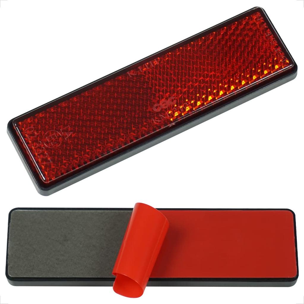 evermotor Reflector, Reflector, Stick, Motorcycle, Auto Tape Type, For Vehicle Inspection, Red, General Purpose, 2 Pieces