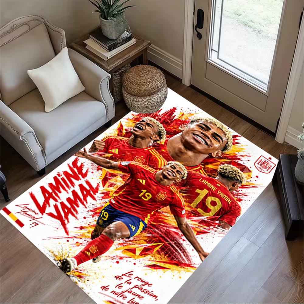 Lamine Yamals Spaniens Yamal Feier Teppich Perfekt für Spielzimmer Spielzimmer Arbeitszimmer Wohnzimmer Rutschfester Teppich Büros dekorieren