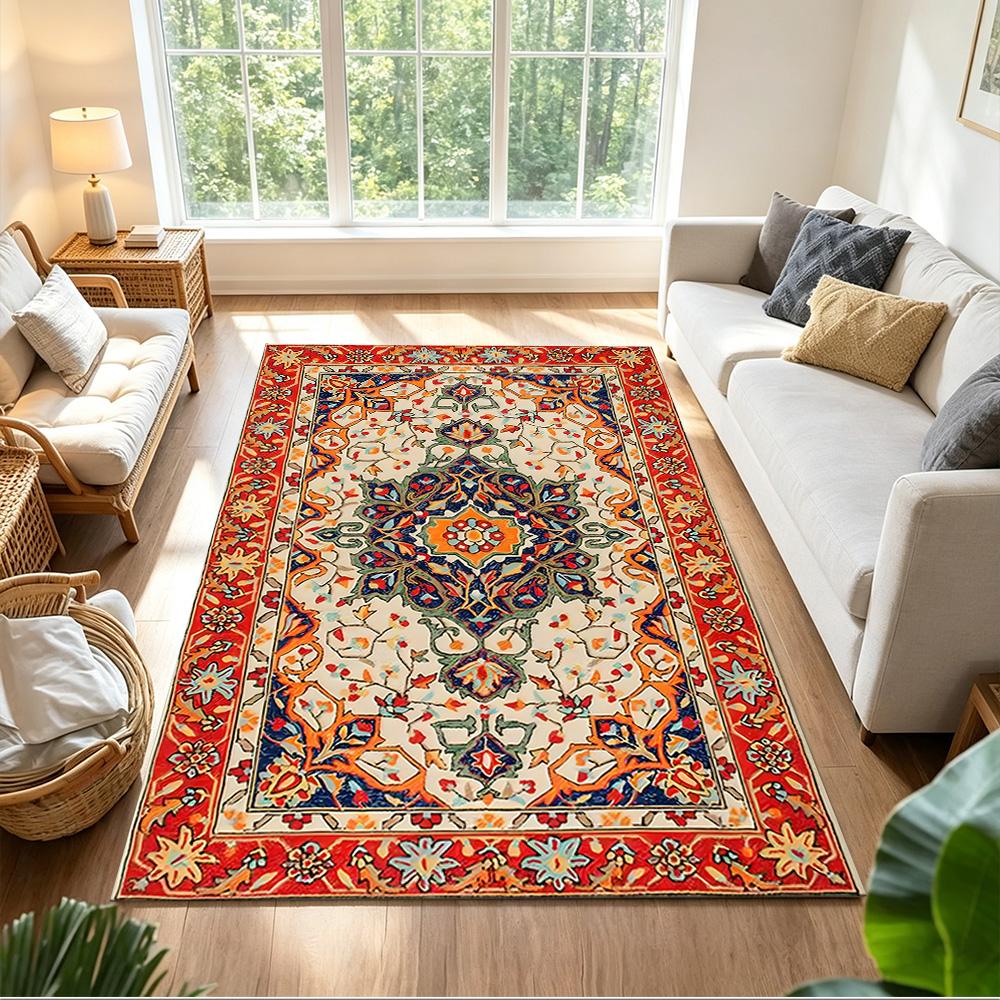 Elegant Floral Pattern Design Non-Slip Home Carpet Design for Office Decor Living Room Gift