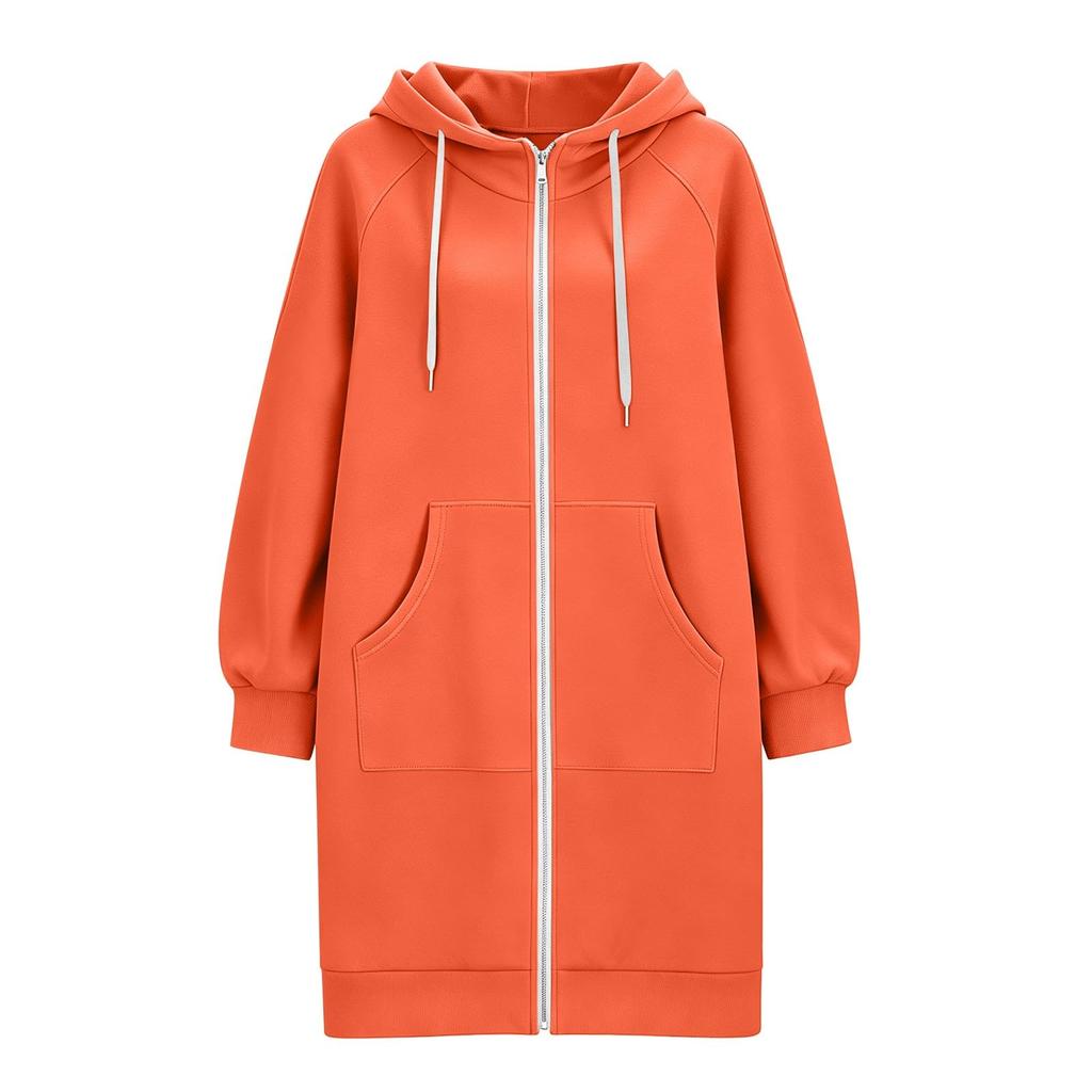 Damen Casual Kapuzenjacke mit Reißverschluss und Taschen
