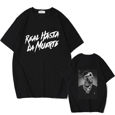 Summer Men's Short Sleeved Anuel AA Real Hasta La Muerte Printed T-shirt Street Wear Rapper Loose Pullover Casual Pure T-shirt#Color(1)