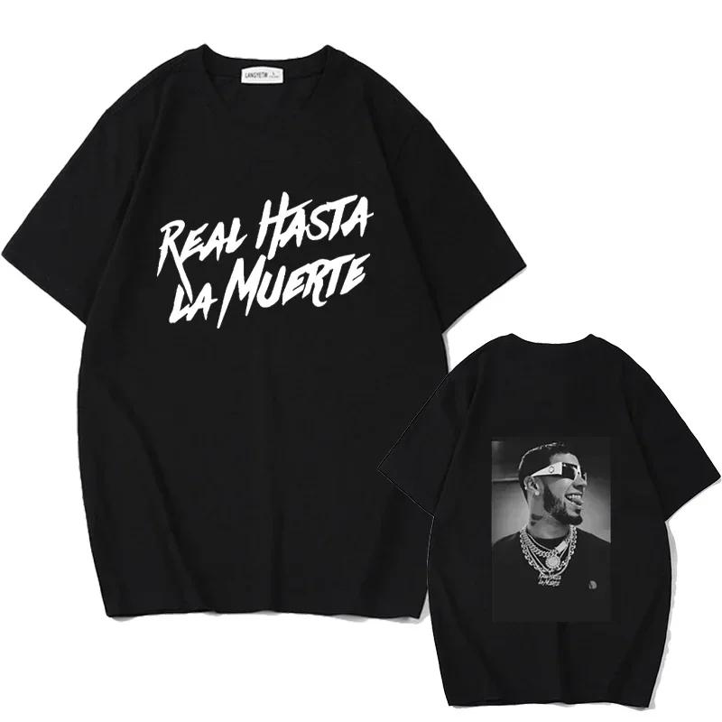 

Летняя мужская футболка с коротким рукавом и принтом Anuel AA Real Hasta La Muerte, уличная одежда, рэпер, свободный пуловер, повседневная однотонная футболка#Цвет(1) XXXXXL чёрный