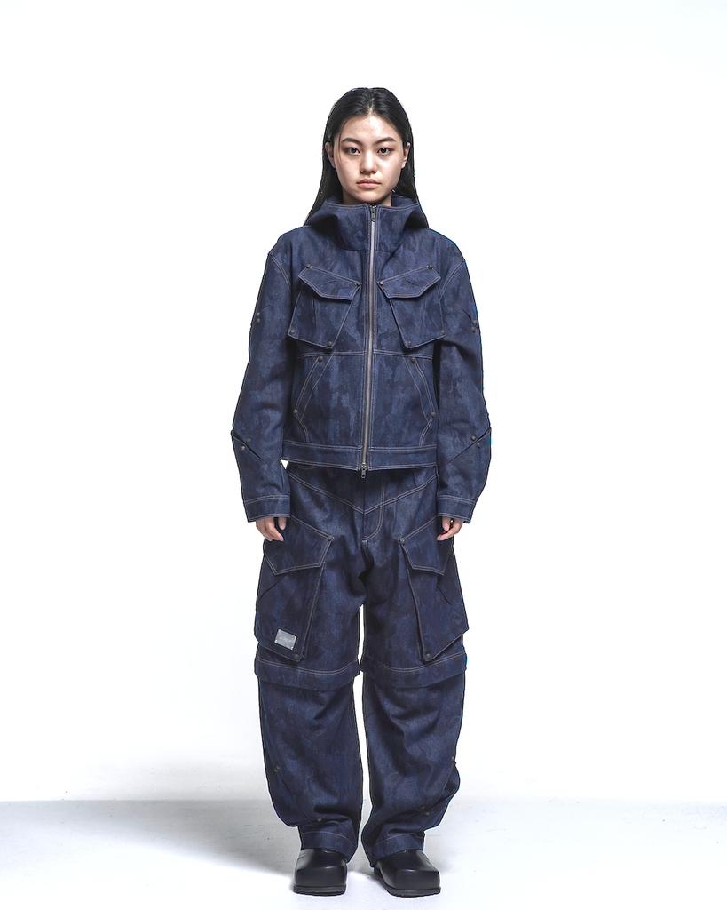 ERR BY ERRORIST Scar Detachable Cargo Denim Pants [Indigo Camo]