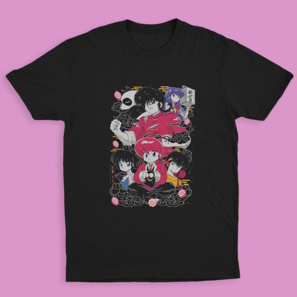 Ranma 1/2 Anime Akane Ryoga P-Chan T-Shirt Grafik-T-Shirt Unisex Schwarze Baumwolle S-5XL