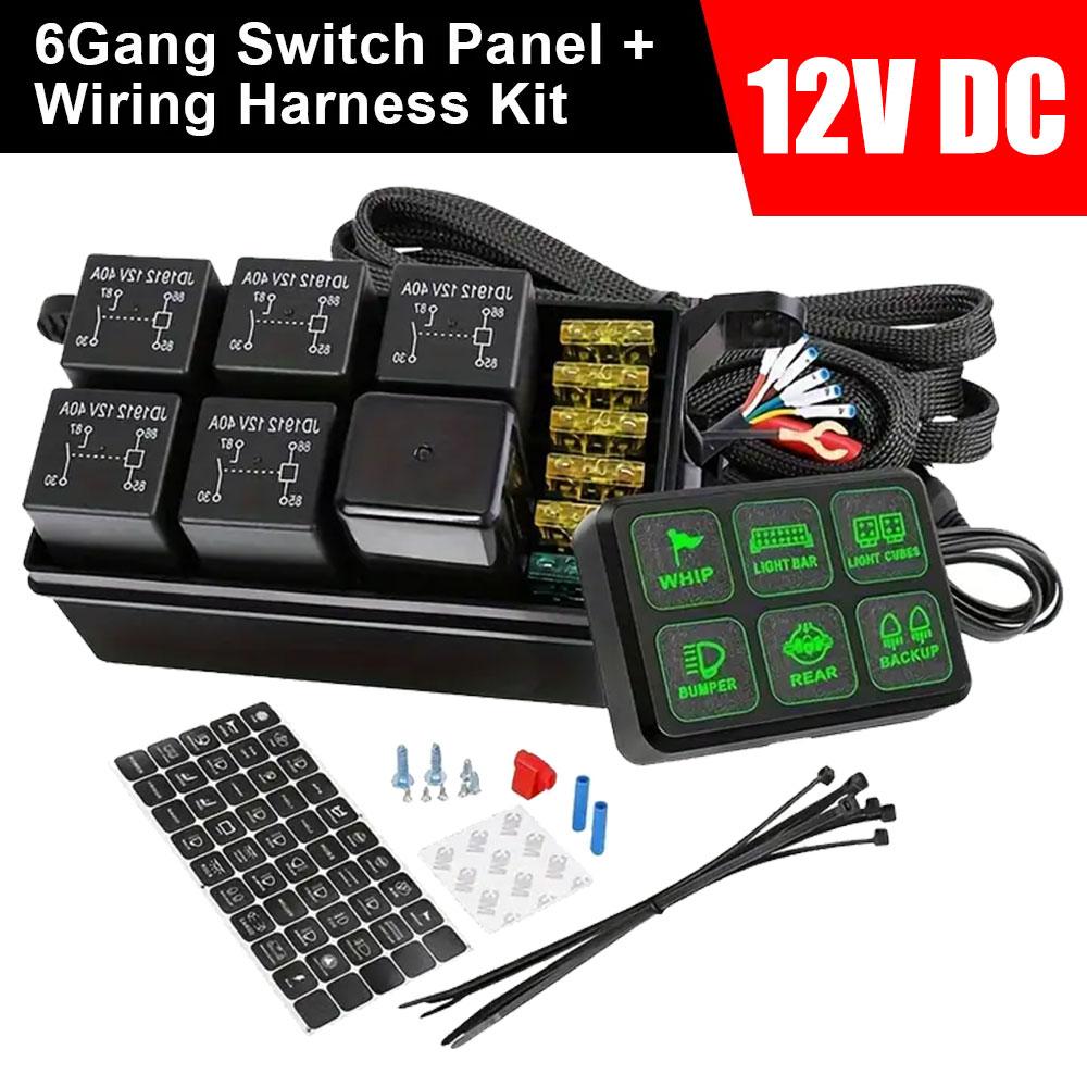 12V/24V LED 6/8/12 Gang Switch Panel Circuit Control Relay System Box Slim Touch Control Panel for Boat Jeep UTV Caravan