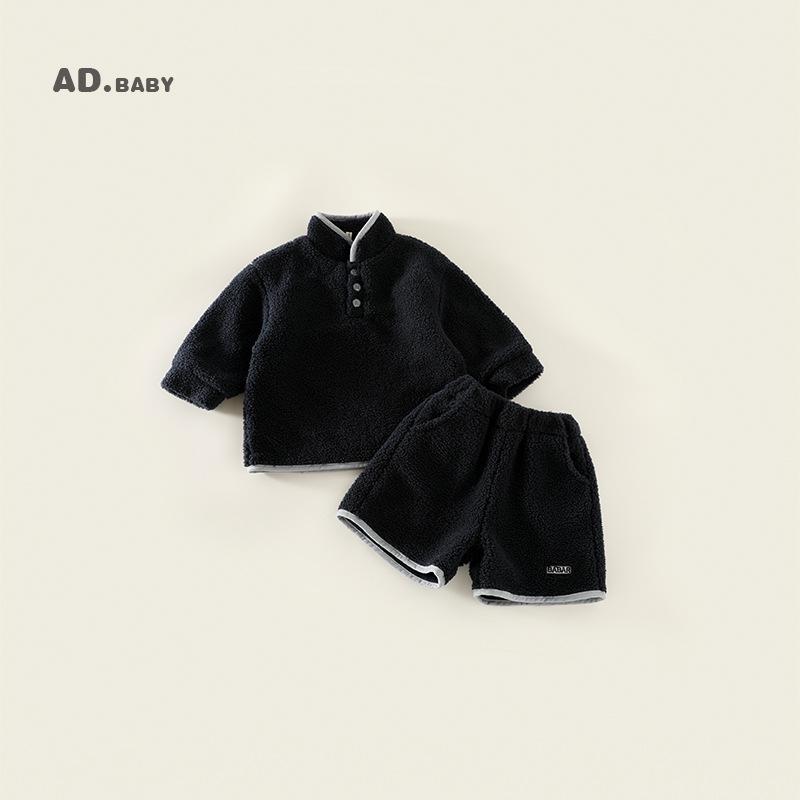 Przytulny zestaw dla niemowląt i małych dzieci z wełny jagnięcej: Modny Dwuczęściowy Zestaw z Podszewką z Polaru na Jesień/Zimę