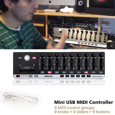 Worlde EasyControl.9 Tragbarer Mini-USB-9-Slim-Line-MIDI-Controller