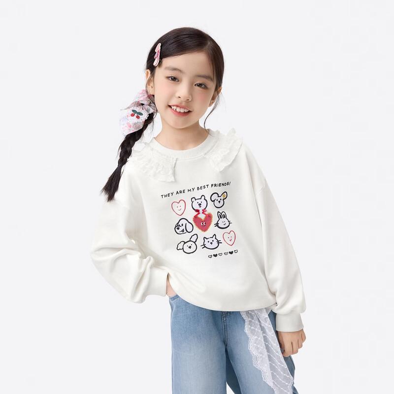 Girls Cartoon Print Round Neck Sweatshirt 150