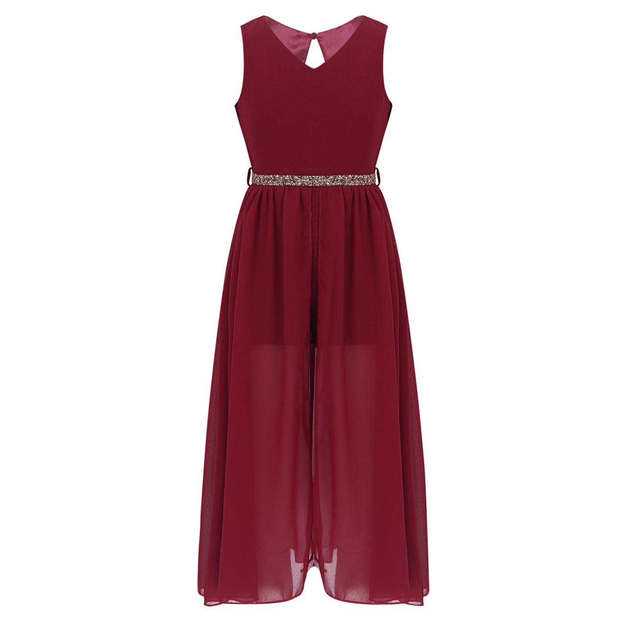 

Детское платье с цветочным узором для девочек, пышное платье принцессы для свадьбы, дня рождения, выпускного вечера, бальное платье макси, торжественное вечернее платье 14-16 Years бордовый