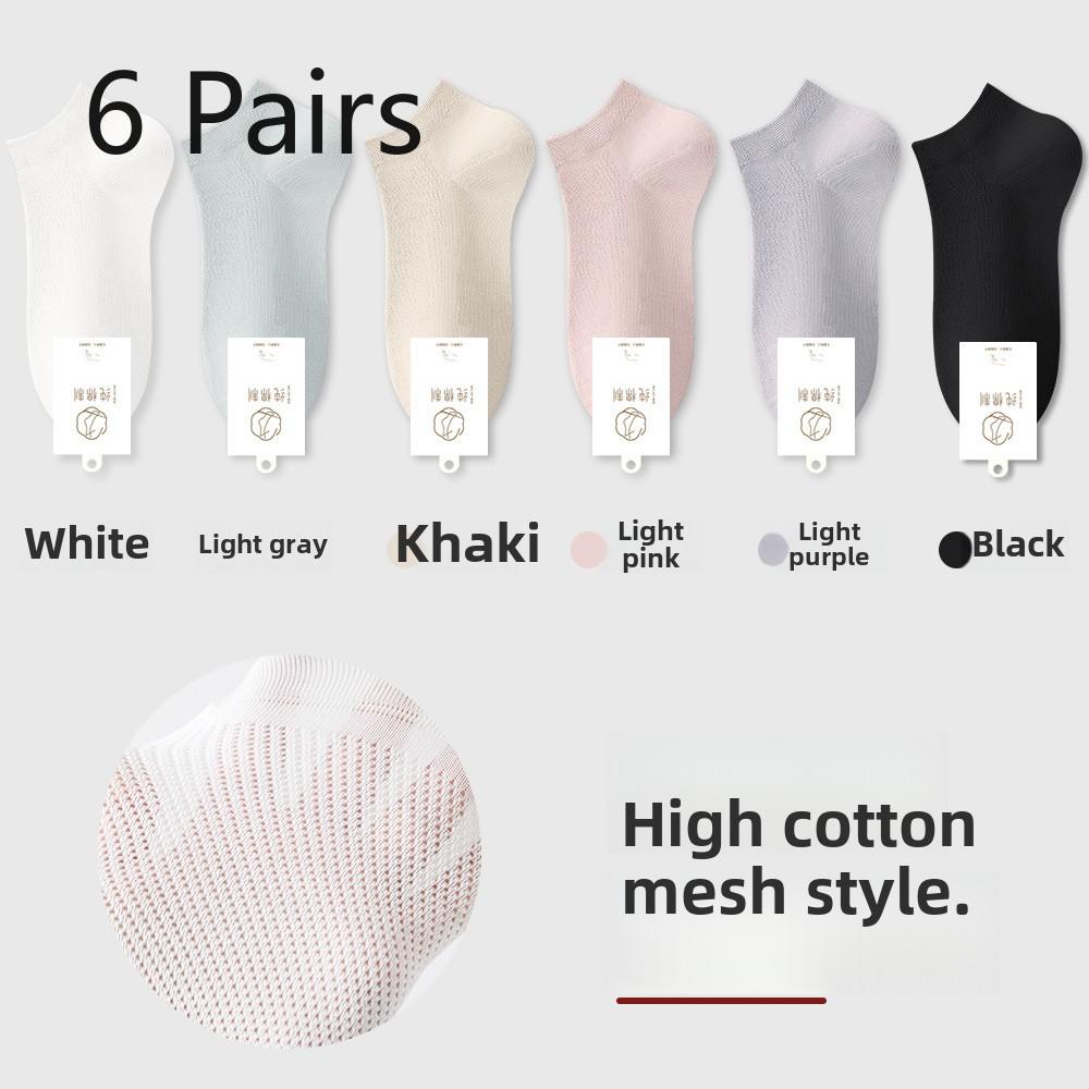 6 Pares Meias Femininas de Verão de Malha Ultrafinas Sem Costura Absorventes de Suor Calcanhar Que Não Desliza