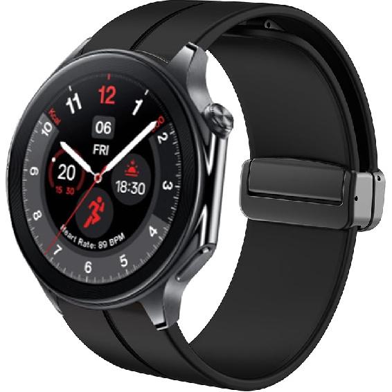 

Compatible for OnePlus Watch 3 Bands, Soft Silicone Magnetic Buckle Sport Wristband Replacement Straps Compatible for OnePlus Watch 3/2 46mm / 2R / 1 чорний