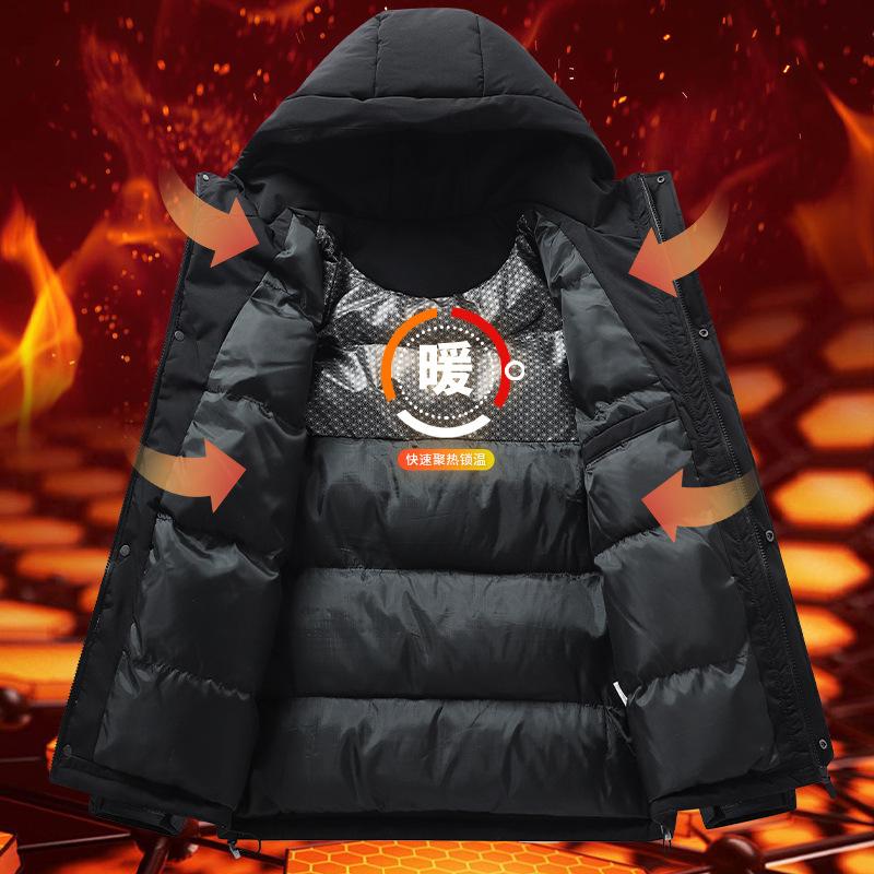 Men's Loose Casual Cotton Jacket Long Hip-Length Warm Winter Daily Coat